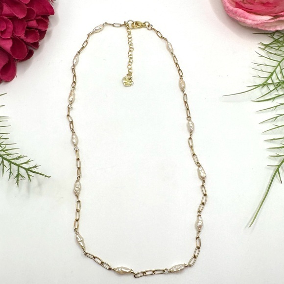 Valentine’s Jewelry Co Jewelry - NEW⚜️Baroque Pearl Chain Hand Wired Necklace -16”